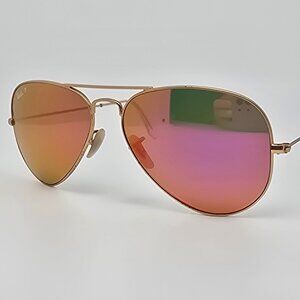 Ray-Ban RB3025 112/1Q Gold Frame Polarized Cyclamen Flash Len Aviator Sunglasses